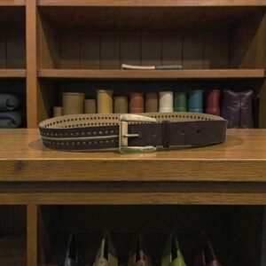 Michael Kors Studded Brown Suede Belt with Gold Buckle Size: Large